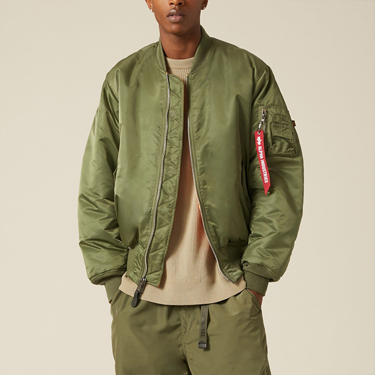 OEM Wholesale MA-1 Satin Waterproof Mid Weight Nylon Custom Logo Men Bomber Jackets