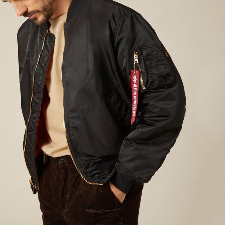 OEM Wholesale MA-1 Satin Waterproof Mid Weight Nylon Custom Logo Men Bomber Jackets