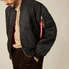 OEM Wholesale MA-1 Satin Waterproof Mid Weight Nylon Custom Logo Men Bomber Jackets