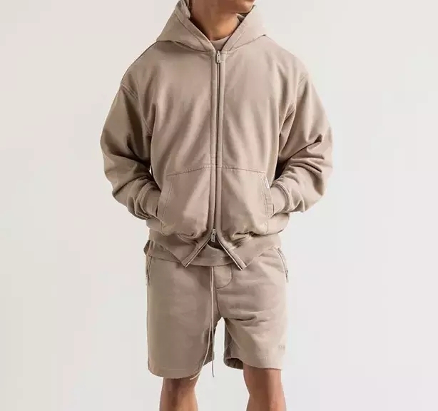 Lanwo Designer Oversized Contrast Stitch Hoodies For Men Custom With No Strings Distressed Double Layer Zip Up Men'S Hoodies