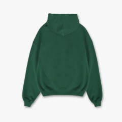 Lanwo Custom 100 Cotton Green Fleece Hoody Sweatshirt For Men Boxy Fit 380gsm Hoodies No String With Pocket Sublimation Hoodie