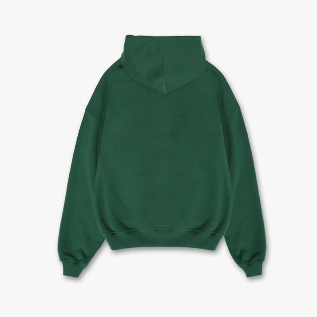 Lanwo Custom 100 Cotton Green Fleece Hoody Sweatshirt For Men Boxy Fit 380gsm Hoodies No String With Pocket Sublimation Hoodie