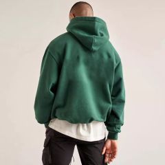Lanwo Custom 100 Cotton Green Fleece Hoody Sweatshirt For Men Boxy Fit 380gsm Hoodies No String With Pocket Sublimation Hoodie