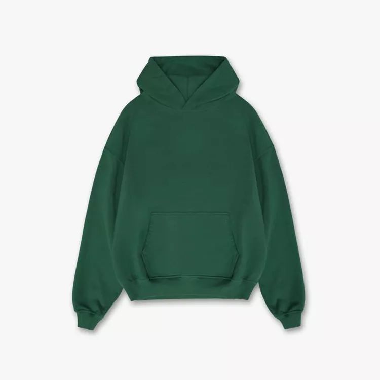 Lanwo Custom 100 Cotton Green Fleece Hoody Sweatshirt For Men Boxy Fit 380gsm Hoodies No String With Pocket Sublimation Hoodie