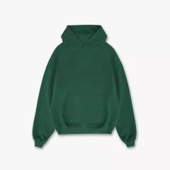 Lanwo Custom 100 Cotton Green Fleece Hoody Sweatshirt For Men Boxy Fit 380gsm Hoodies No String With Pocket Sublimation Hoodie