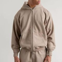 Lanwo Designer Oversized Contrast Stitch Hoodies For Men Custom With No Strings Distressed Double Layer Zip Up Men'S Hoodies