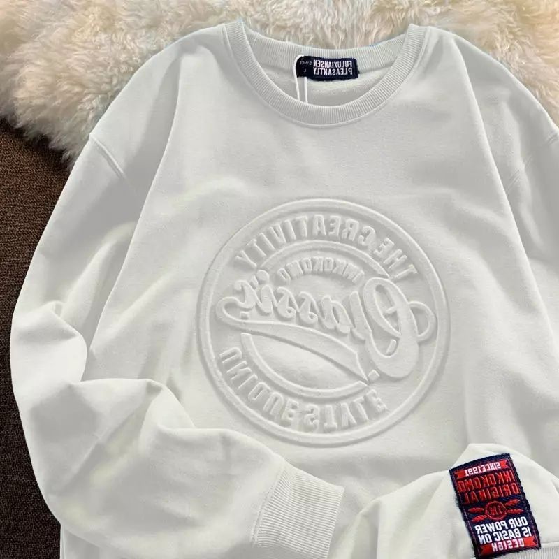 Lanwo 80% Cotton 20% Polyester Hoodie For Men Oversize Plain Custom Crewneck 3d Embossed Graphic Men'S Hoodies & Sweatshirts