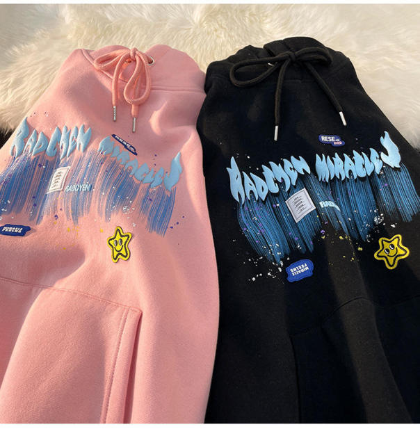 Plain Black Foam Print Graphic Hoodie Unisex Oversized Fitted Heavyweight 60% Cotton 40% Polyester Custom 3d Puff Print Hoodie