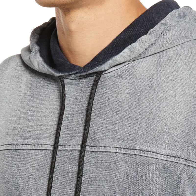 Lanwo Distressed Oversized Streetwear Men'S Hoodies Custom Logo Pullover Sweatshirt Acid Wash Men'S Heavyweight 460 Gsm Hoodie