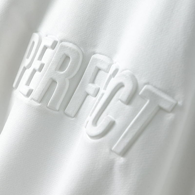 Lanwo High Quality Heavy Men'S Hoodies & Sweatshirts 100% Cotton Street Style Custom Oversized Crewneck Men Embossed Sweatshirt