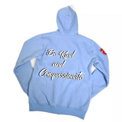 Lanwo Pullover Satin Lined Hoodies Custom Logo Unisex 80% Cotton 20% Polyester Blue Full Zip Up Oversize 3d Puff Print Hoodie