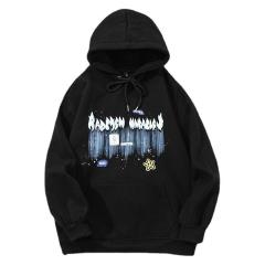 Plain Black Foam Print Graphic Hoodie Unisex Oversized Fitted Heavyweight 60% Cotton 40% Polyester Custom 3d Puff Print Hoodie
