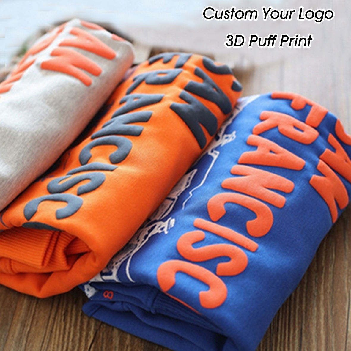 Heavyweight Oversized Men'S Hoodies Sweatshirts Multi Color Foam Printing With Logo Unisex Cotton Custom 3d Puff Print Hoodie