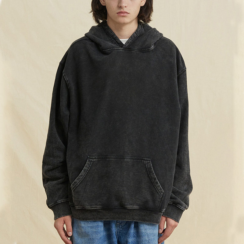 High street hip-hop style heavy wash doctored fried flower hoodie hooded sweatshirt men loose sweatshirt