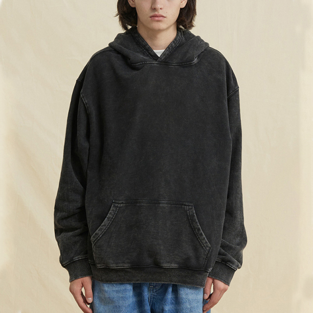 High street hip-hop style heavy wash doctored fried flower hoodie hooded sweatshirt men loose sweatshirt