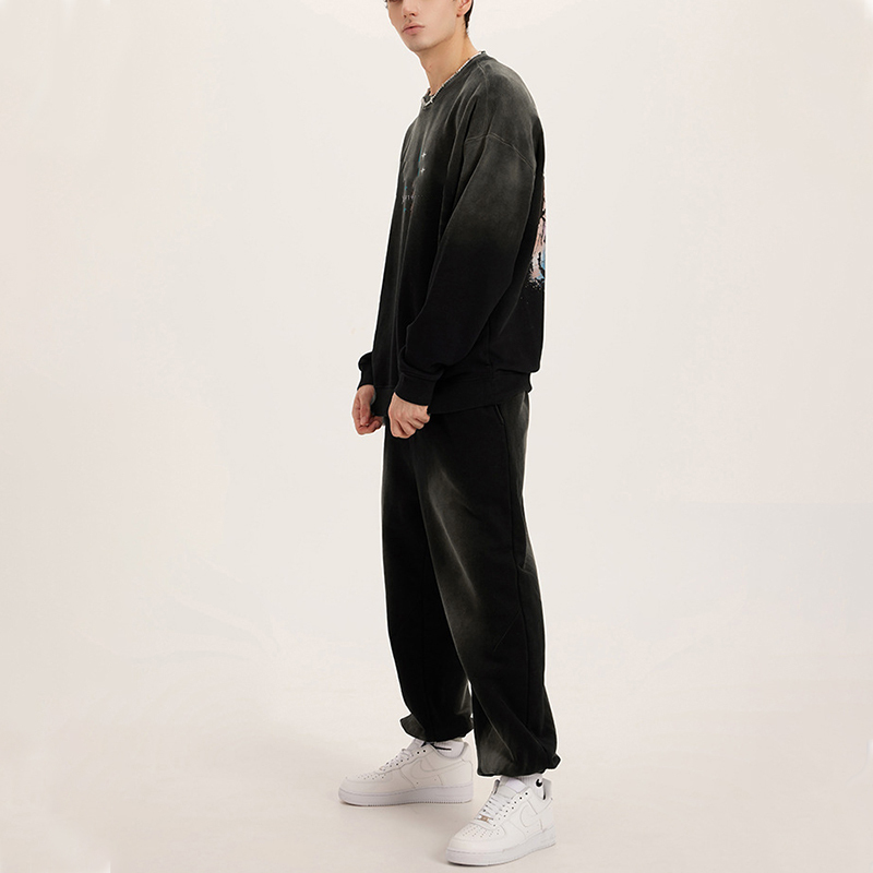 Sweatshirt Men High quality cotton sweatshirt insert colour round neck long sleeve T-shirt