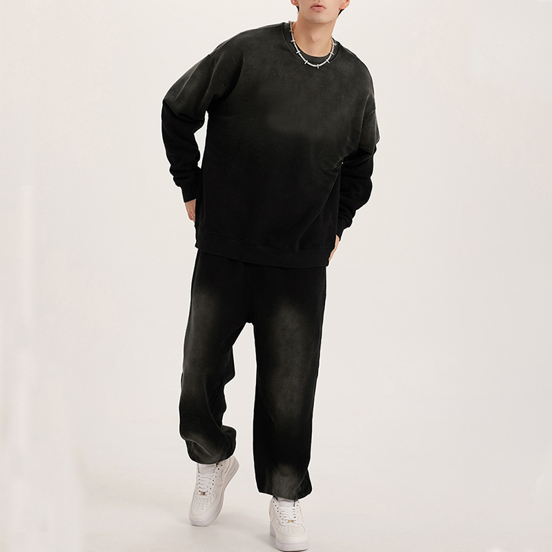 Sweatshirt Men High quality cotton sweatshirt insert colour round neck long sleeve T-shirt