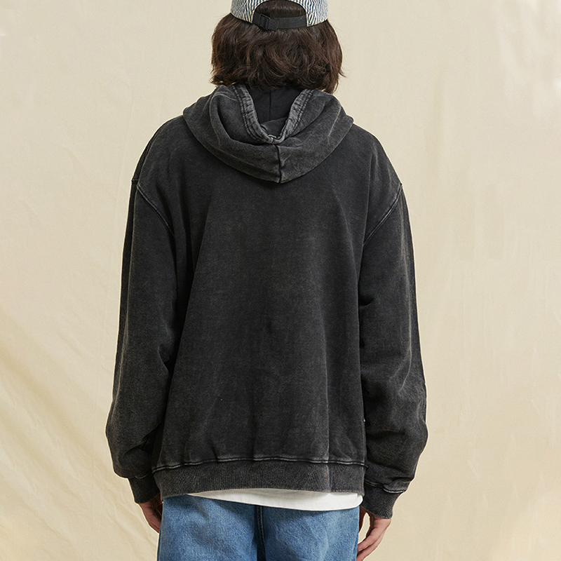 High street hip-hop style heavy wash doctored fried flower hoodie hooded sweatshirt men loose sweatshirt