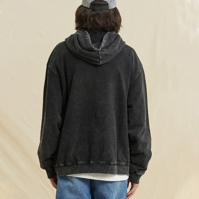 High street hip-hop style heavy wash doctored fried flower hoodie hooded sweatshirt men loose sweatshirt