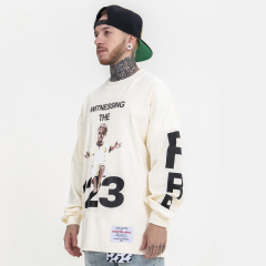 High Street Kids Letter Print Round Neck Loose Long Sleeve Tee