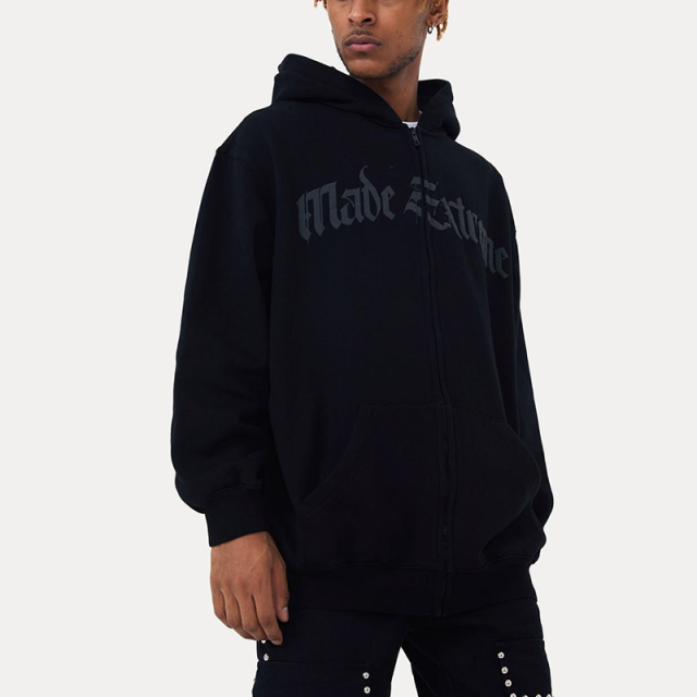 Street Letter Faith Vintage Fleece Cardigan Zip Hooded Sweatshirt