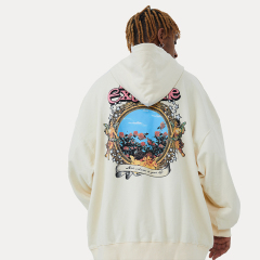 Fun Cupid floral American vintage street washed and distressed pullover sweatshirt