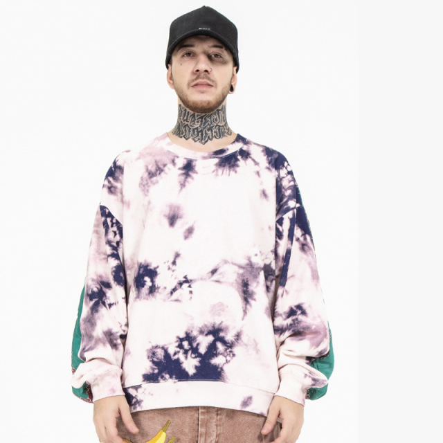 Vintage Tide Patchwork Tie-Dye Virgin Mary Pullover Men's Sweatshirt