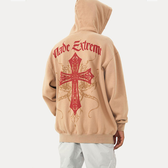 Street Letter Faith Vintage Fleece Cardigan Zip Hooded Sweatshirt