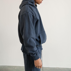 Heavyweight plus size men's sweatshirt high street drop shoulder long sleeve solid colour casual hoodie blank