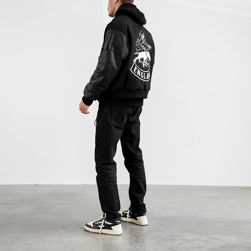 Jacket men's vicious dog towel embroidered leather sleeves thickened baseball clothes cotton jacket loose tide jacket
