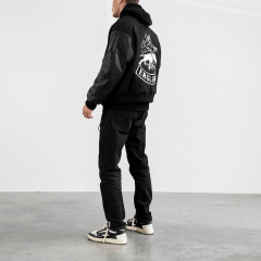 Jacket men's vicious dog towel embroidered leather sleeves thickened baseball clothes cotton jacket loose tide jacket
