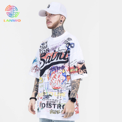 Loose T-shirt small trendy pure white casual short sleeve large size collar cotton drop shoulder sleeve