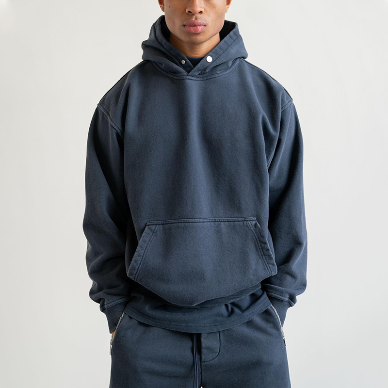 Heavyweight plus size men's sweatshirt high street drop shoulder long sleeve solid colour casual hoodie blank