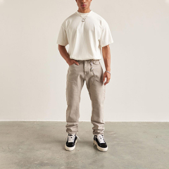 Men's Small Neckline Loose Tee Color Hipster West Coast Bottom Shirt Street Short Sleeve