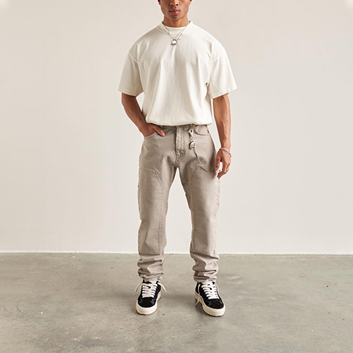 Men's Small Neckline Loose Tee Color Hipster West Coast Bottom Shirt Street Short Sleeve