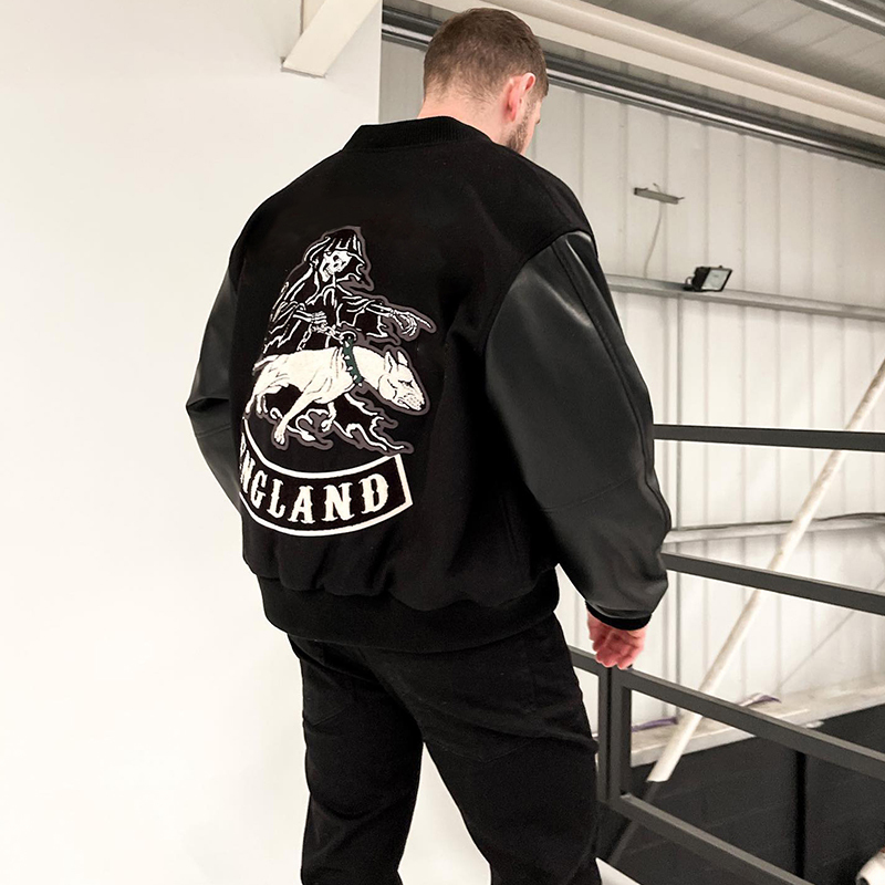 Jacket men's vicious dog towel embroidered leather sleeves thickened baseball clothes cotton jacket loose tide jacket