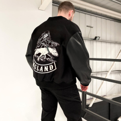 Jacket men's vicious dog towel embroidered leather sleeves thickened baseball clothes cotton jacket loose tide jacket