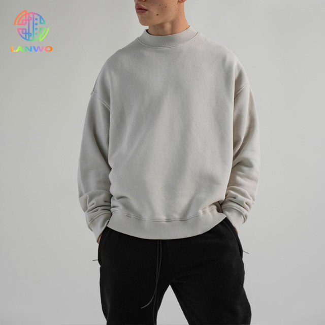 Solid colour high street crew neck sweatshirt men and women couples loose sweatshirt