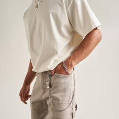 Men's Small Neckline Loose Tee Color Hipster West Coast Bottom Shirt Street Short Sleeve