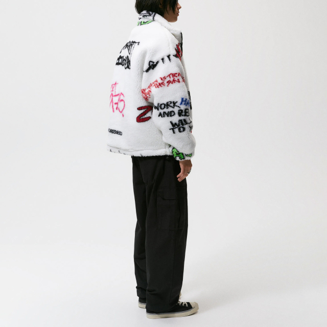 Men's Printed Fleece Loose Standing Collar Jacket Jacket