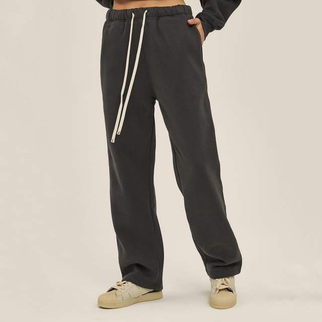 350g Thick Straight Plus Velvet Solid Color Men's Sweatpants Loose Sports Casual Trousers For Men