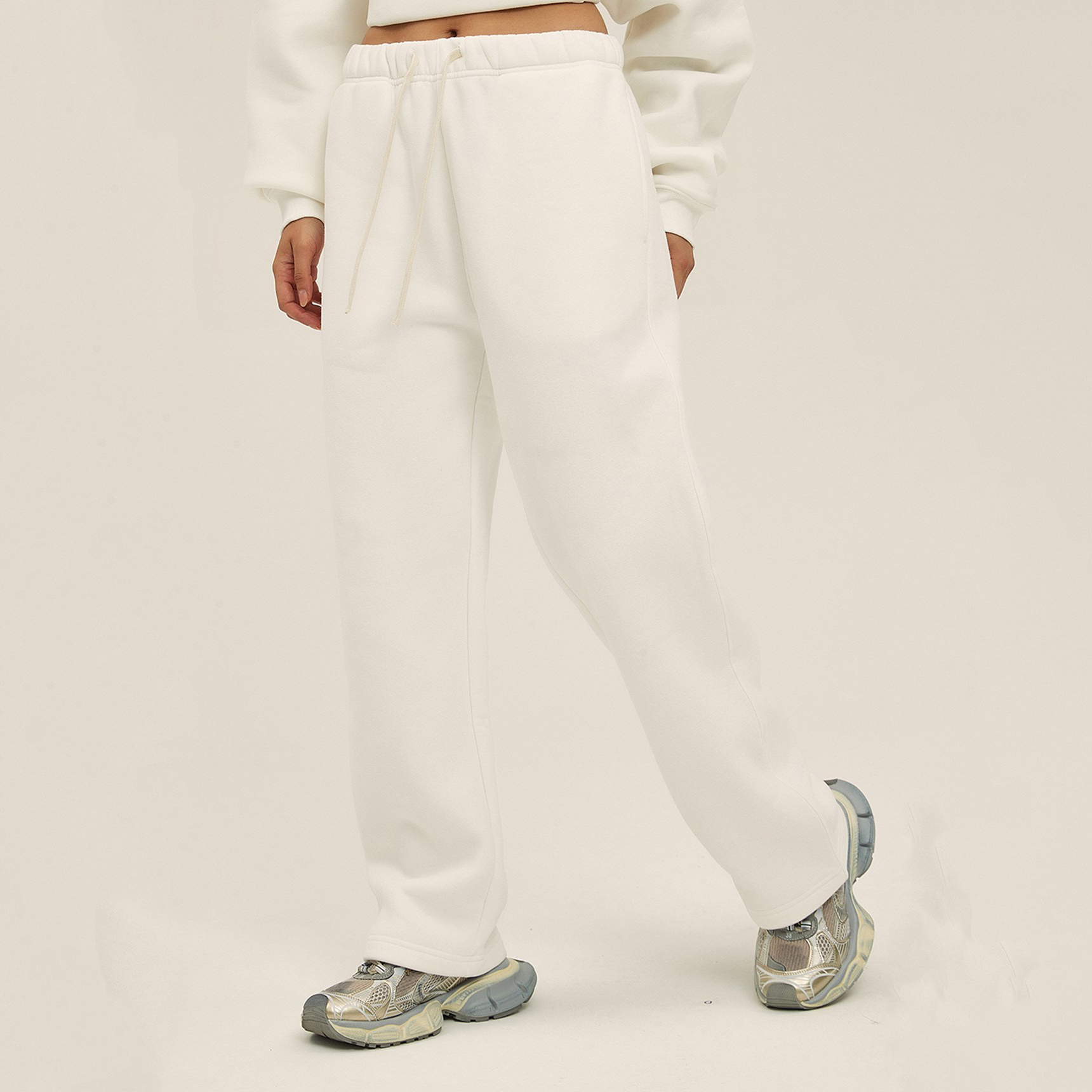 350g Thick Straight Plus Velvet Solid Color Men's Sweatpants Loose Sports Casual Trousers For Men