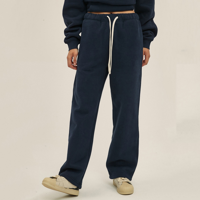 350g Thick Straight Plus Velvet Solid Color Men's Sweatpants Loose Sports Casual Trousers For Men