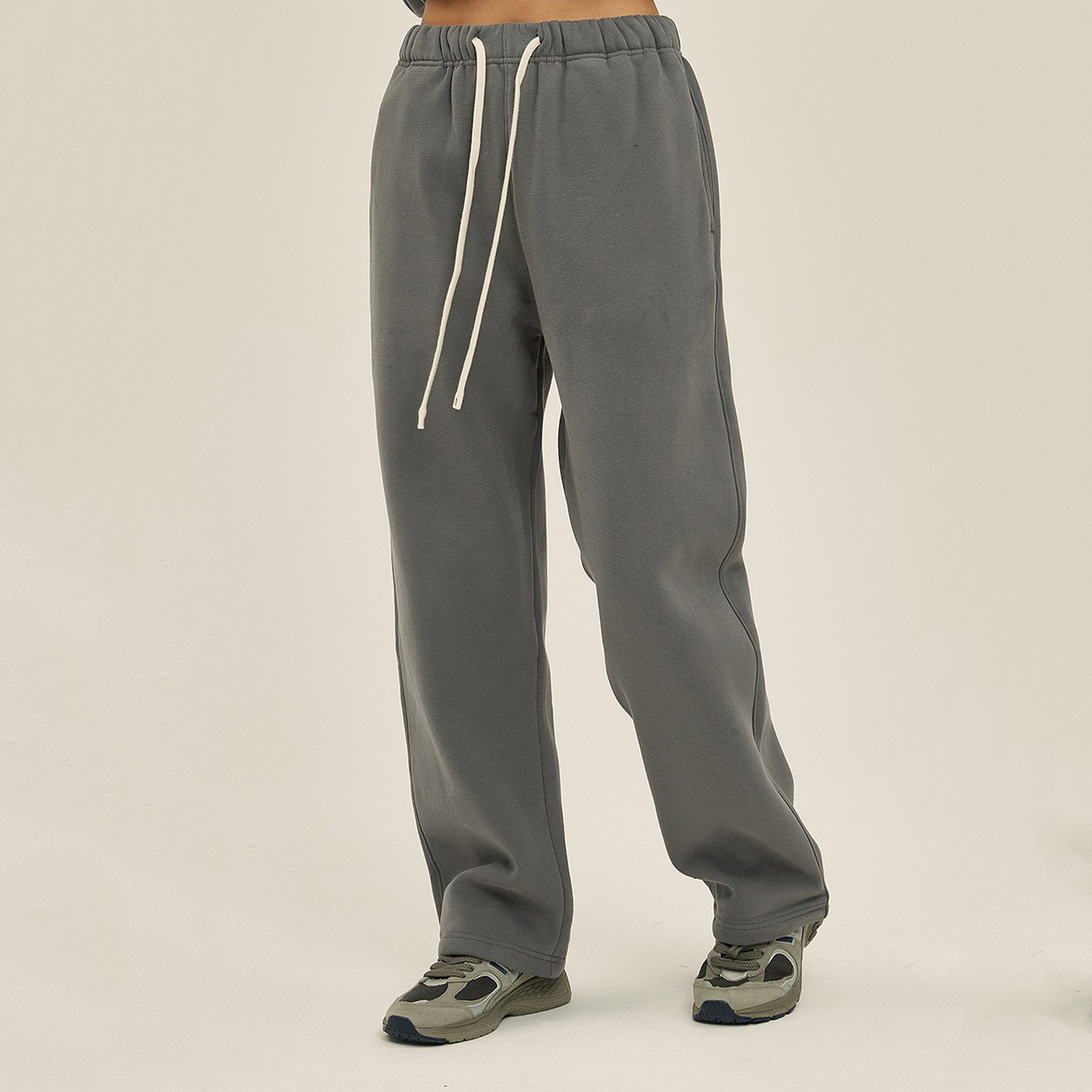 370g Thick Straight Plus Velvet Solid Color Men's Sweatpants Loose Sports Casual Trousers For Men