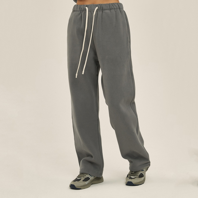 370g Thick Straight Plus Velvet Solid Color Men's Sweatpants Loose Sports Casual Trousers For Men