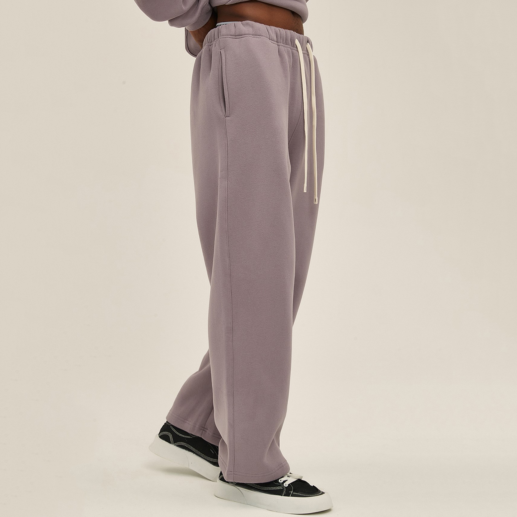 370g Thick Straight Plus Velvet Solid Color Men's Sweatpants Loose Sports Casual Trousers For Men