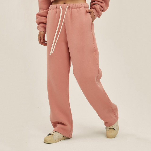 400gms Thick Straight Plus Velvet Solid Color Men's Sweatpants Loose Sports Casual Trousers For Men