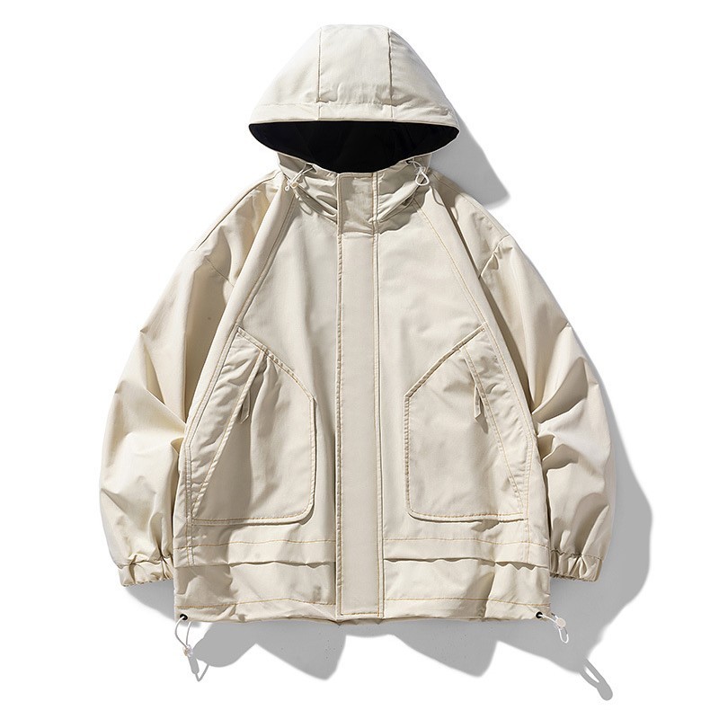 LANWO new men's loose jacket stand-up collar men's workwear jacket