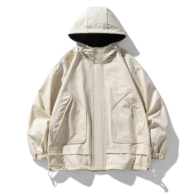 LANWO new men's loose jacket stand-up collar men's workwear jacket