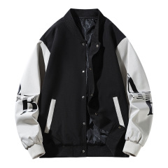 New Men's Coat Loose Colorblocking Tops Streetwear Casual Baseball Jacket